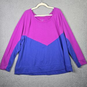 LIVI for Lane Bryant Sweatshirt Womens 22 24 Purple Blue Colorblock Soft Charm